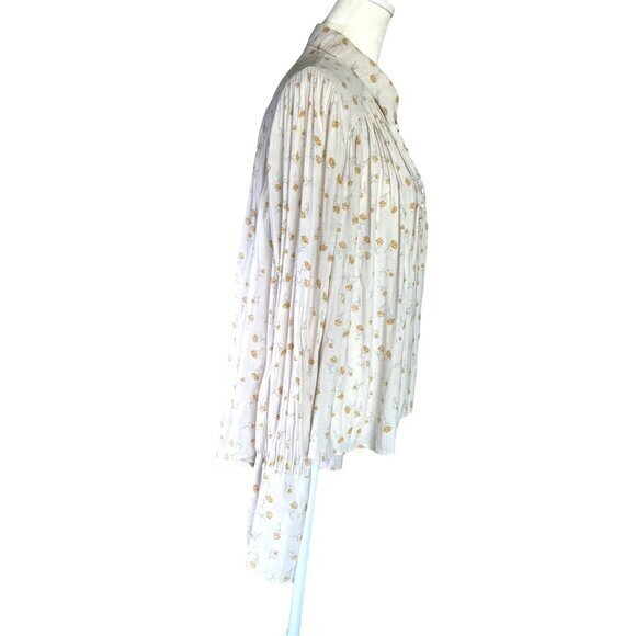 Free People Boho Romantic Flowy Floral Button Hi Low Blouse Top Shirt Size Small - Picture 9 of 13